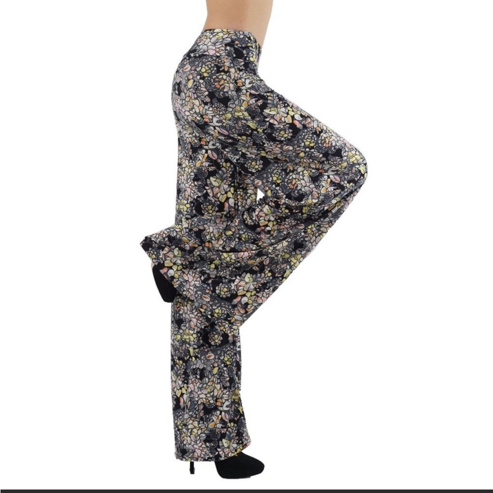 NEW-Wide Leg Hippie Boho Palazzo Pants Festival Bell Bottom Black Flowy Trousers